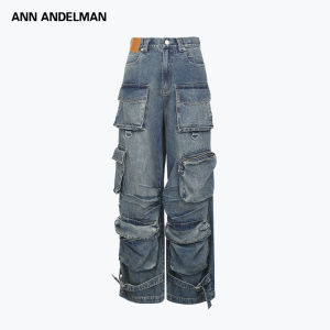 ANN ANDELMAN | Cool Rugged Washed Multi-Pocket Baggy Denim Jeans