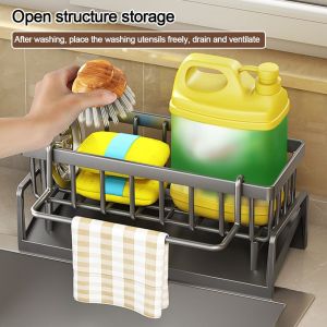OKKFINE ABS Kitchen Storage Rack Large size Rag Organizer Soap Basket Useful Large capacity Sponge Holder Bathroom Shampoo Shelves
