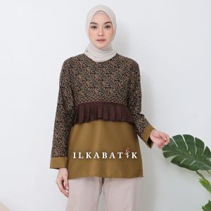 ILKABATIK Jihan Blouse Batik Busui Motif Kacang Ijo Batik Wanita Kerja Kantor Seragam Kekinian