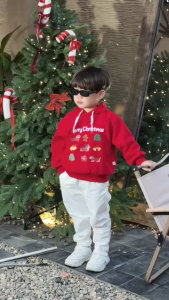 Áo noel áo hoodie tay dài màu đỏ giáng sinh bé trai bé gái Mery Christmas 1 đến 7t BERNIE H1025A44