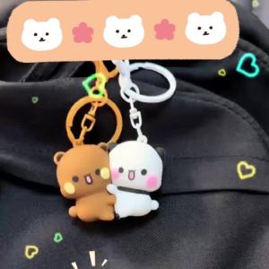 Kawaii Bubu And Dudu Panda Magnetic Hug Keychain Cartoon Magnetic Pendant Cute Backpack Ornament Gift Toy For Kids Friends