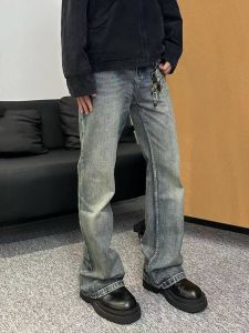 Cleanfit American High Street Vintage Washed Mens Jeans Slimming Straight Leg Trendy Brand Pants Long Loose Fit All Seasons