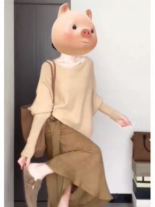 BINKAFENNY | Irregular Asymmetrical Shoulder Batwing Sleeve Knitted Sweater Womens Early Autumn New Style High Quality Loose Shoulder Top