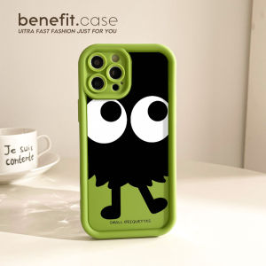 Benefit Fun Cartoon Big Eyes Coal Ball Phone Case Full Cover Silicone Protective Shell for Apple 15 13 iPhone 14 pro Max 12 11 XS Max XR 8 plus Anti-Fall 7P