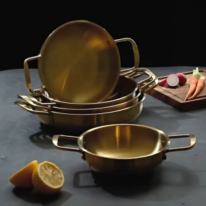 DuoDuo Korean Stainless Steel Cooking Pots Seafood Double Ear Hot Pot Fondue Ramen Noodles Pan Kitchen Stew Pot