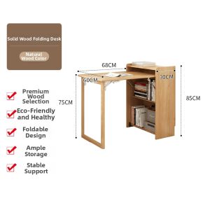 DONGMU | Multifunctional Space-Saving Desk Solid Wood Folding Corner Desk and Bookshelf