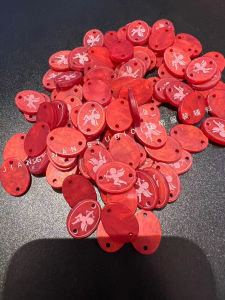 New Red Resin Shell Simulated Double Hole Knitted Sweater Top DIY Decoration Label Clothing Accessories Socks Fast Mover Item