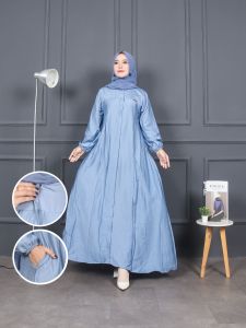 Sabrina dress gamis muslim wanita dewasa basic polos polo linen