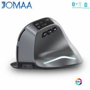 JOMAA | 7 Color RGB Bluetooth Vertical Mouse Rechargeable USB Wireless Mouse with LED Screen Ergonomic Mice for Macbook Laptop Gamer