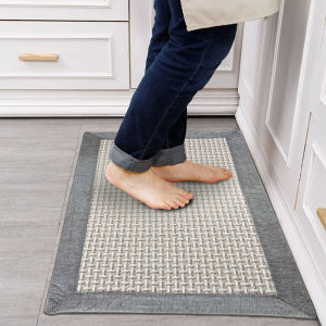 Kitchen Floor Mats Linen Woven Kitchen Rug Household Stain-Resistant Long Foot Mat Water Absorption and Oil Absorption Carpet Bathroom Doorway Mat Long Runner Rug Laundry Room Mat