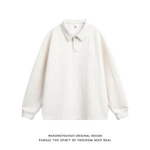 WUKONGYOUHUO | Casual Pure Color Polo Neck Sweatshirt with Texture