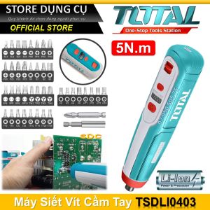 Máy bắn vít mini dùng pin 4v TOTAL TSDLI0403 đầu lục giác 1/4" tốc độ 240v/p lực mô men quay tối đa 5N.m tích hợp đèn