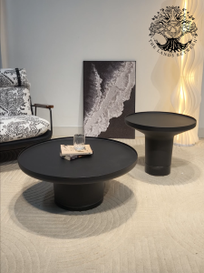 Bàn trà sofa bàn phòng khách bàn cafe đôi tròn POLLER TABLE – WENDELBO nhập khẩu thép đá khối