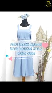 TINO-TINO MIDI DRESS SQUARE NECK KOREAN STYLE NEW NEVERTHELESS CASUAL IMPORT/DRESS WANITA KASUAL IMPORT