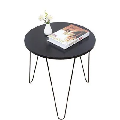 Meja Bulat Kaki Besi Hitam