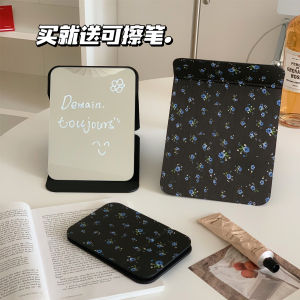 Portable Folding Retro Floral Series Makeup Mirror Student Dormitory Desktop Cosmetic Mirror Compact Size Handy Korean Style
