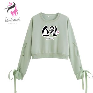 WILIANDI Sweater Crop Top Anak Perempuan Tali Pita Korean Style Motif Sweet Trend Terbaru Usia 4-13 Tahun Berkualitas
