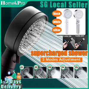 🚚SG Fast Delivery📦5 Modes Adjustable Pressurized shower Head Black Water Saving Shower Head  High Pressure Shower One Button Water Stop Massage Shower Head high pressure showerhead germany shower head5种模式可调加压花洒 children day gifts
