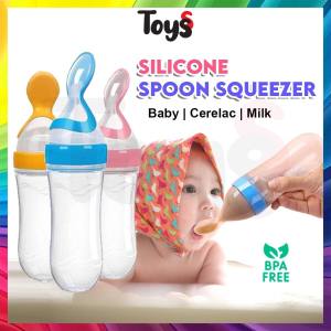 Toyss Silicone Squeeze Spoon Feeder With Cover Feeding Bottle Food Sudu Bubur Baby Sudu Makan