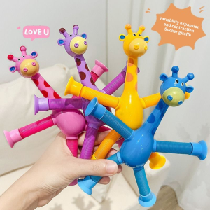 FUNToy Suction Cup Tabung Teleskopik Jerapah Mainan Anak Tabung Teleskopik/Fidget Toyspenghilang stres Mainan Dengan cahaya