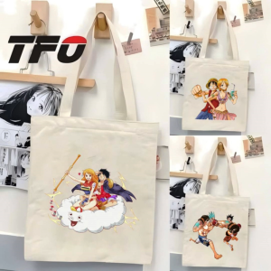 TFO Tote Bag One Piece the Straw Hat Pirates Monkey D. Luffy Versatile Ideal for College School