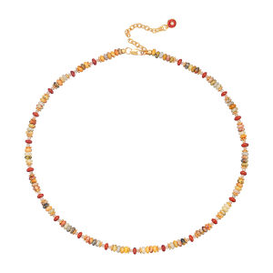 สร้อยคอสตรีเนื้อโลหะผสมพร้อมจี้หินธรรมชาติหลากสีสัน โซ่คอสเวตเตอร์แบบน้ำหนักเบาหรูหรา 2025 ใหม่ ฤดูใบไม้ร่วง/ฤดูหนาว