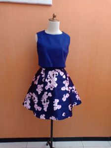 GAUN mini midi dress wanita biru birel bunga MILLY & CHARLOTTE cute L cewek MEWAH kutung PESTA