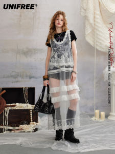 Unifree | White Lace Summer Dress with Heavy Embroidery and Lace Detailing