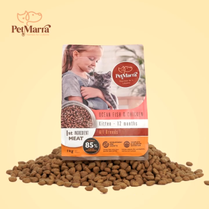 PetMarra Kitten Dry Food Ocean Fish Chicken 1kg + Milky Souffles Wet Pouch Tuna 80g BUNDLE