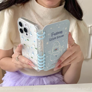 Cute Snowman Flip Cover Silicone Phone Case Vivo X300 X200S S30 X100 Book Style Notebook Design S19 S17 Stand S18 Womens Model S20 Anti-Fall S16 pro