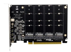 T.F.SKYWINDINTL(TFSKYWINDINTL) | M.2 NVME PCIE 3.0 4.0 Transmission Protocol Expansion Card 4x32Gbps PCIE RAID Support 2230 2242 2260 228 PCIE X16 to 4NVME