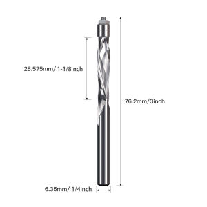 HUHAO 1/4 Inch Shank Flush Trim Spiral Router Bit Two Flutes Carbide End Mill CNC Bearing Guided Trim Milling Cutter for Wood
