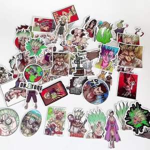 Bandai | 1 Gói Bộ Nhãn Dán Anime Dr.STONE - Nhân Vật Hành Động Ishigami Senkuu Kohaku Chrome Mô Hình Nhân Vật Đồ Trang Trí Cho Người Hâm Mộ