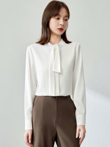 เสื้อเชิ้ตแขนยาวสไตล์ฝรั่งเศสสำหรับผู้หญิง ฤดูใบไม้ร่วง 2024 เสื้อเชิ้ตผู้หญิงระดับไฮเอนด์สำหรับการเดินทางไปทำงาน คุณภาพระดับมืออาชีพ เสื้อเชิ้ตผู้หญิง