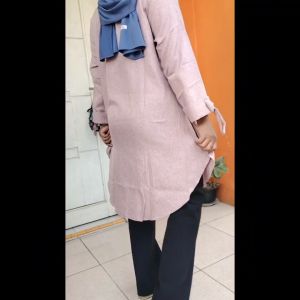 Tunik cumi wanita katun linen busui kancing depan muslimah
