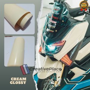 sticker skotlet motor cream glossy premium / scotlite krem mengkilat / skotlet warna krem glossy