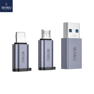 WiWU 3 in 1 Adapter Pack Multi-function USB C to USB A Mini Portable Design USB C to iP And Micro Aluminum Alloy USB 3.0