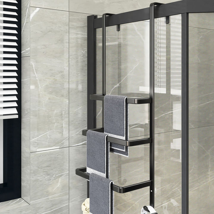 Hanging towel rack on glass shower door sale