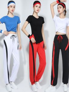 DTHN | Fall Cotton Short Sleeve Casual Fitness Running Dancewear Set Yang Liping Square Dance Clothes DTHN Brand For Women 25-35 Years Old