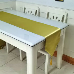 Accessible Luxury Model Room Silver Table Runner Solid Color Golden Annual Meeting Wedding Banquet Table Runner Hotel Conference Tablecloth Modern Style