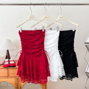 French Style Lace Trim Halter Neck Crop Top Womens Summer Inner Wear Base Shirt Butterfly Knot Tie Back Vest Breathable