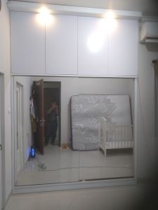 LEMARI SLEDING/LEMARI PAKAIAN PINTU 2 JUMBO FULL CERMIN KABINET FREE ONGKIR JABODETABEK