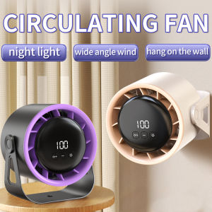 Rechargeable Portable USB Quiet Fan with LED Display 100-Speed Turbo High-Speed Night Light Adjustable Standing/Wall Mounted