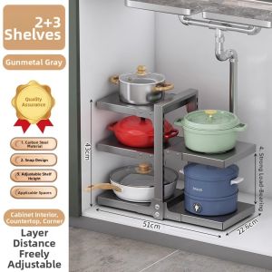 ZHIFAN | Under Sink Pot Organizer Multilayer Kitchen Shelf
