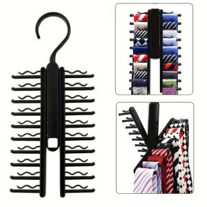 3pc Large Capacity Tie Storage Hanger - Durable Polypropylene Multiple Hooks for Ties Scarves & Belts - Ideal Durable Plastic