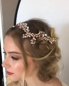 HeaddressKorean styleHandmadeCrystal headdressBride Wedding dress Hair accessoryPearl hair tie  Tahan lama