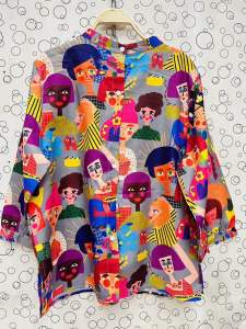 เชิ๊ตคอจีนแขนกระบอกลินินอินเดียพิมพ์ลายสวยๆสีสันสดใสมากๆค่า