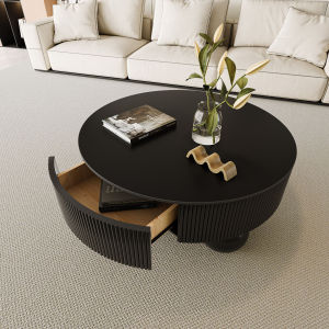 MINGZUO | Marble Round Minimalist Sofa Side Table Drawer Side Table Combination