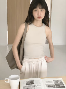 EighthMonth Womens American Cross-Back Tank Top Summer Casual Sports Inner Wear Slim Fit Cotton Spandex No-Sleeve Top