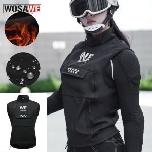 WOSAWE Multi-Pocket Mens Motorcycle Vest Sleeve-Less Jacket Motorcycle Rider Vest Reflective Warm Motorcycle Off Road Vest